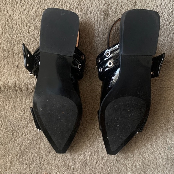 Steve Madden Graya Patent Leather Slingback Flats with Silver Buckles - Picture 6 of 7